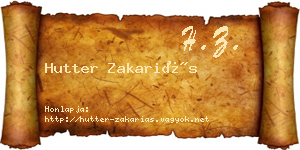 Hutter Zakariás névjegykártya
